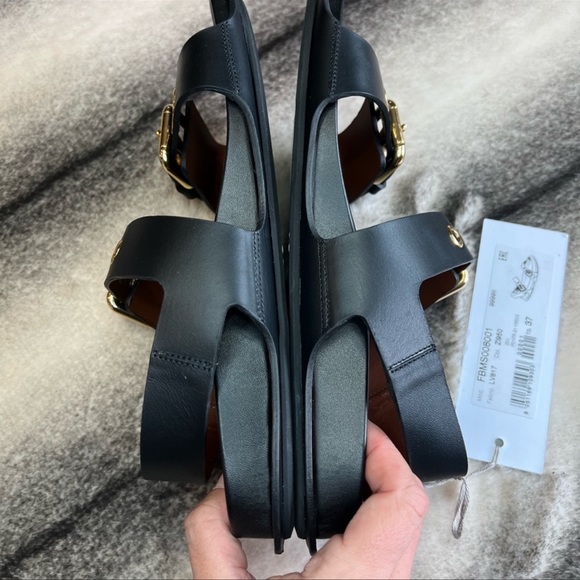 Marni Fussbett Leather Wrap Black/Maroon Sandals - Picture 5 of 9